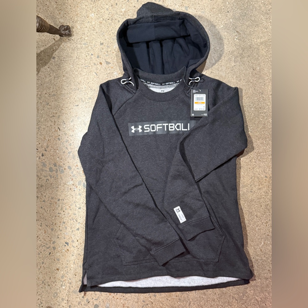 ❄️Under Armour Softball Hoodie Women’s Small NWT Gray Fleece Pullover Sweatshirt